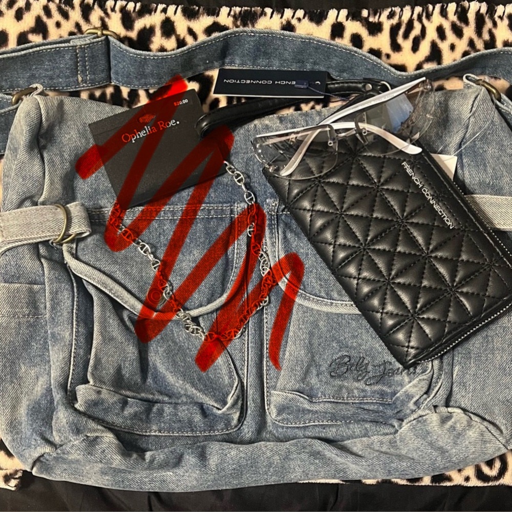 ๐๐ถ๏ธ Urban Outfitters denim cross body bag, wristlet & sunglasses ๐ถ๏ธ๐ - Picture 4 of 7